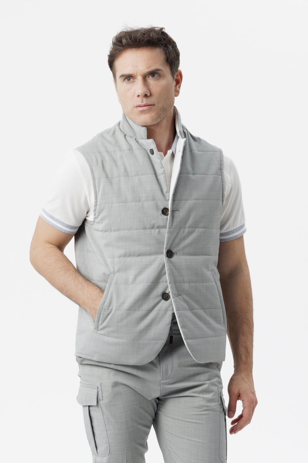 Gilet Reversibile con Imbottitura Ultralight grigio chiaro