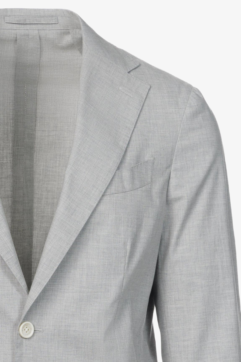 Giacca Napoli monopetto in cotone stretch melangiato grigio chiaro