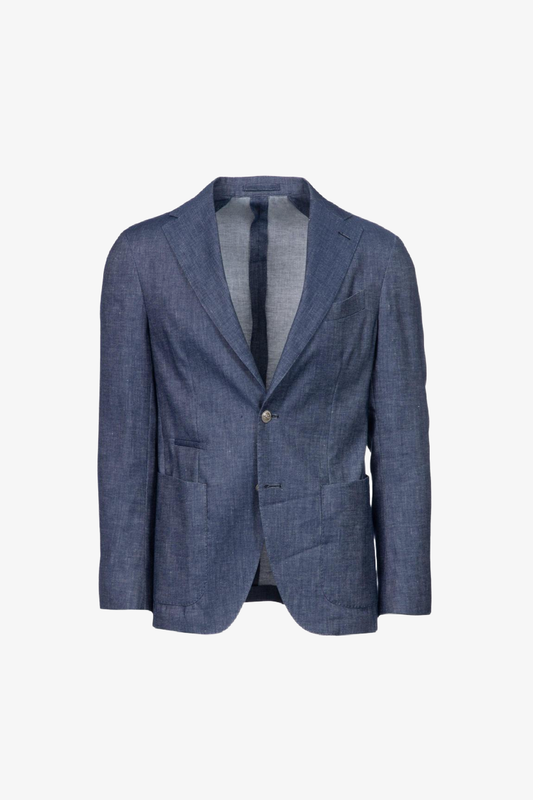 Giacca Napoli monopetto misto lino e cotone denim