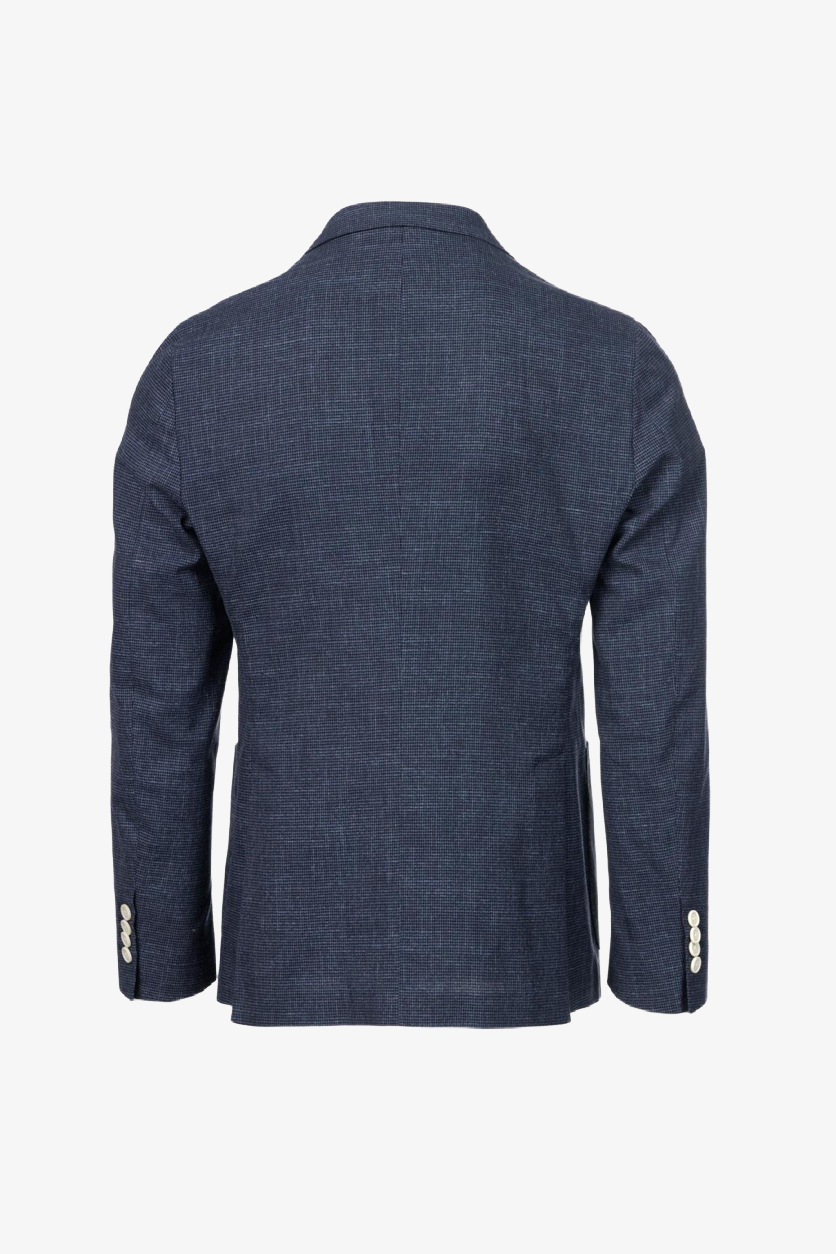 Giacca Venezia doppiopetto in cotone pied de poule blu