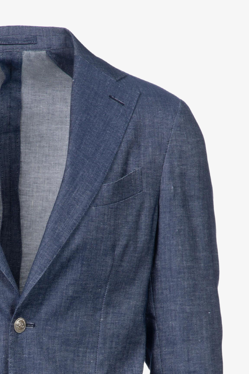 Giacca Napoli monopetto misto lino e cotone denim