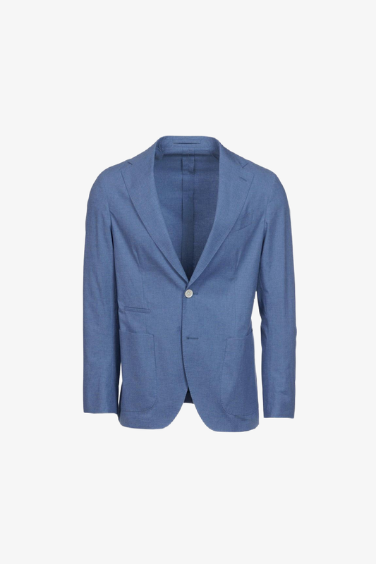 Giacca Napoli monopetto in cotone stretch melangiato denim