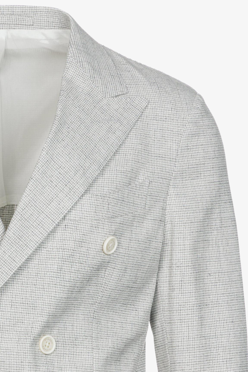 Giacca Venezia doppiopetto in cotone pied de poule grigio chiaro
