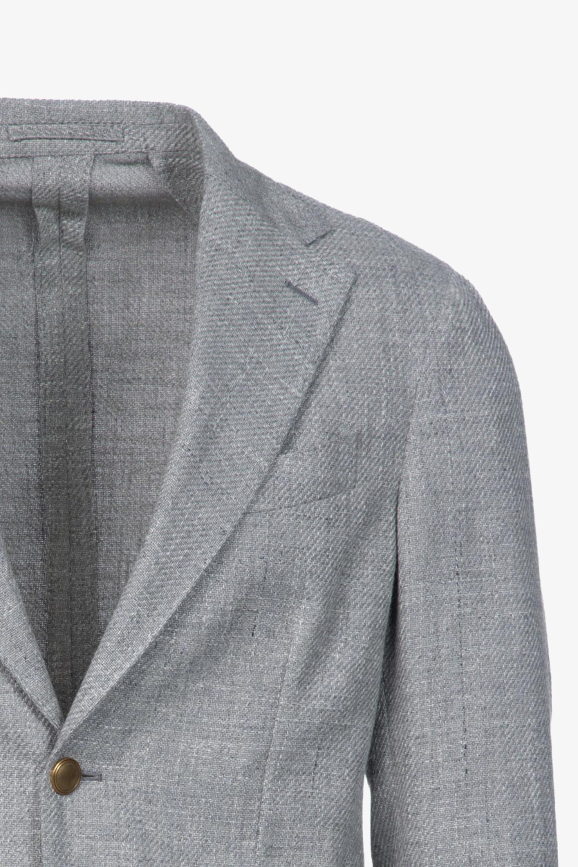Giacca Napoli monopetto in cotone grigio chiaro