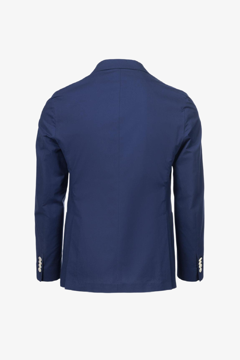 Giacca Napoli monopetto in cotone stretch melangiato blu