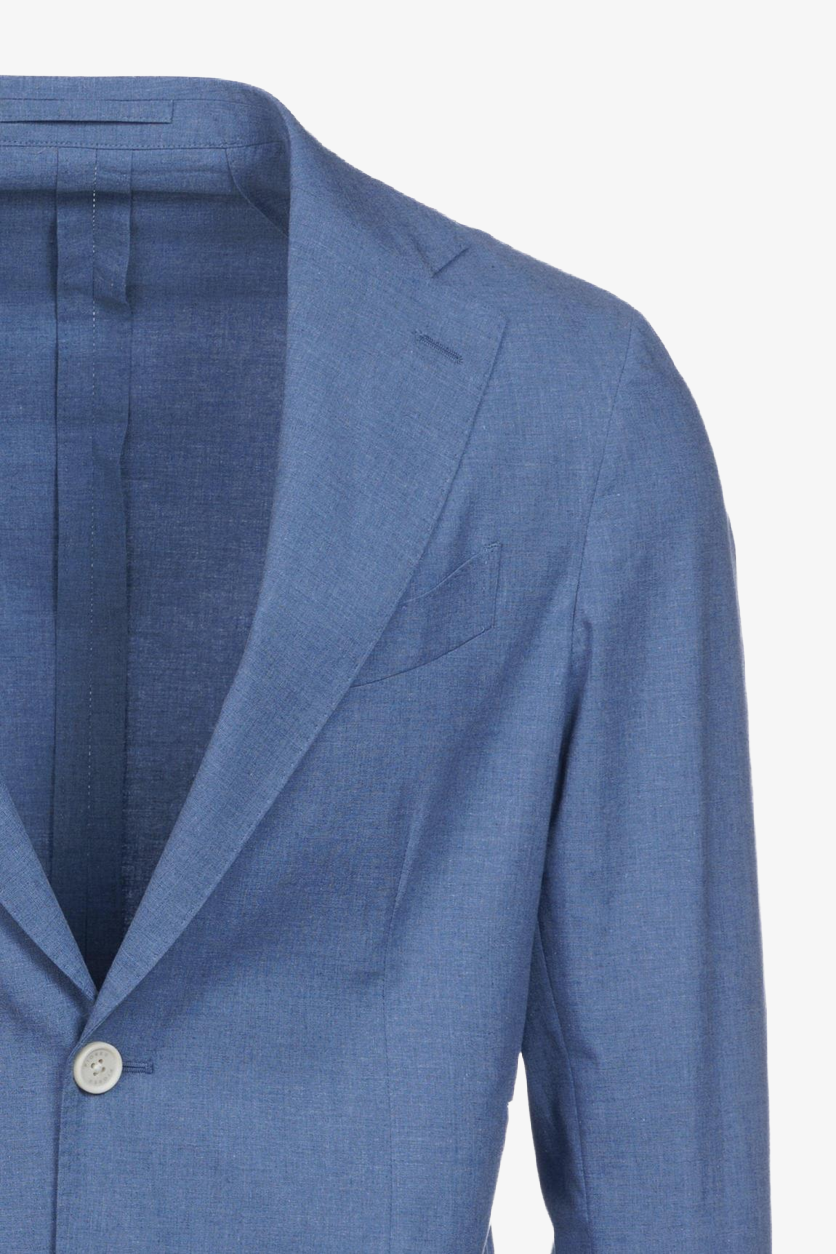 Giacca Napoli monopetto in cotone stretch melangiato denim