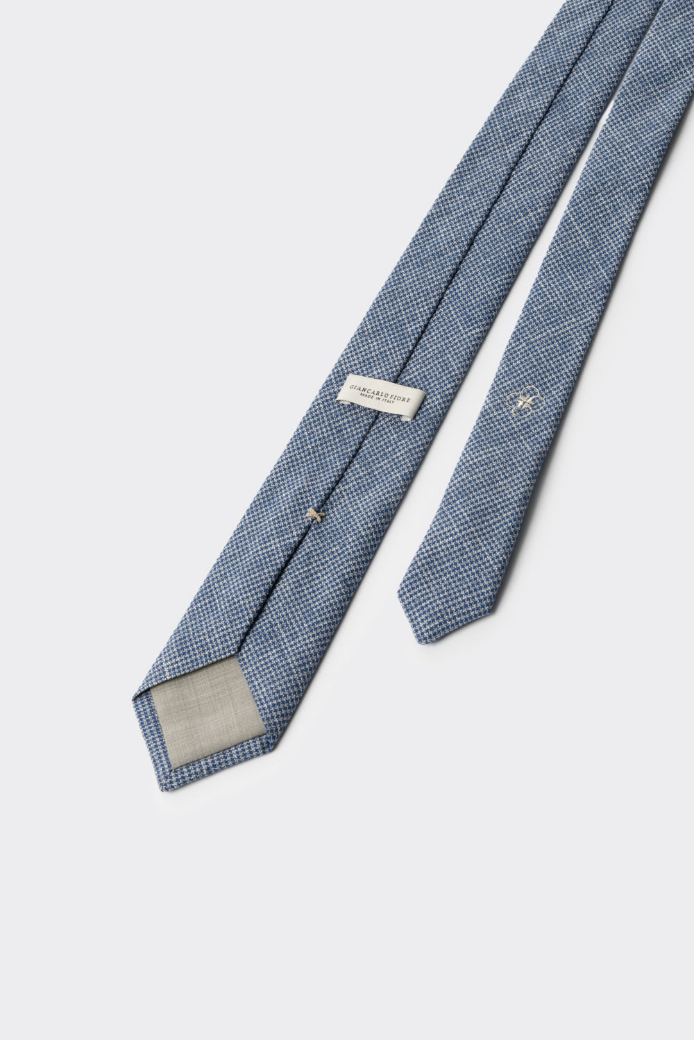 Cravatta in cotone con motivo principe di Galles blu