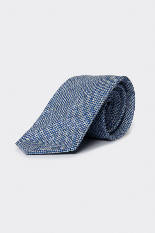 Cravatta pied de poule celeste