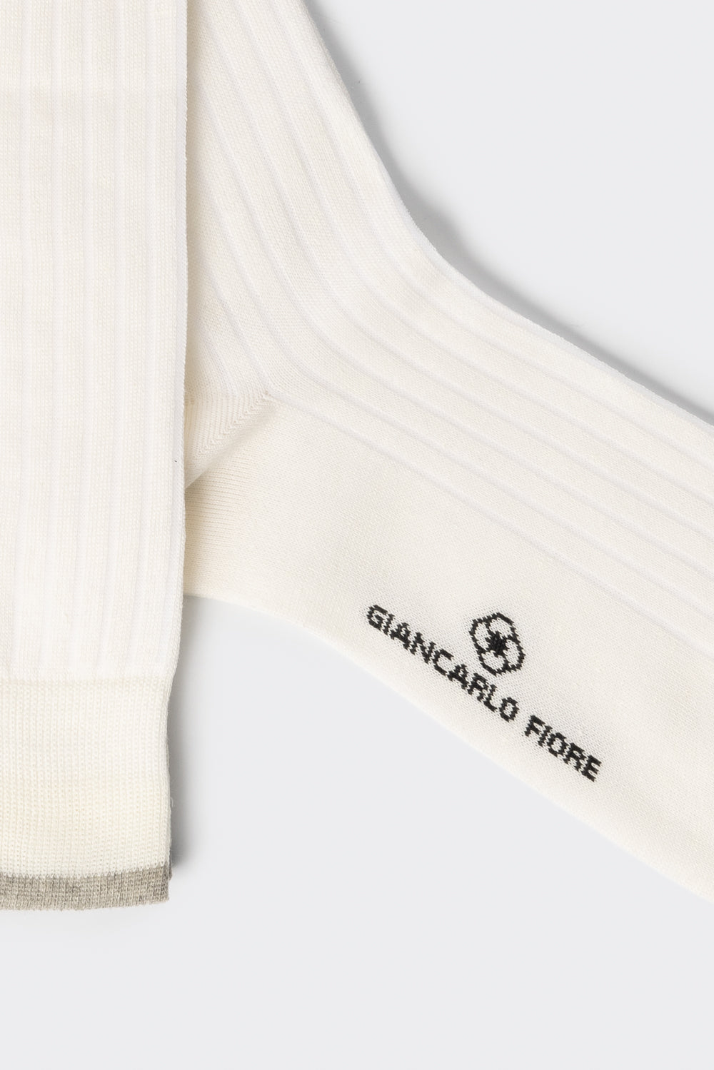 Calza lunga mélange a coste con profilo a contrasto bianco