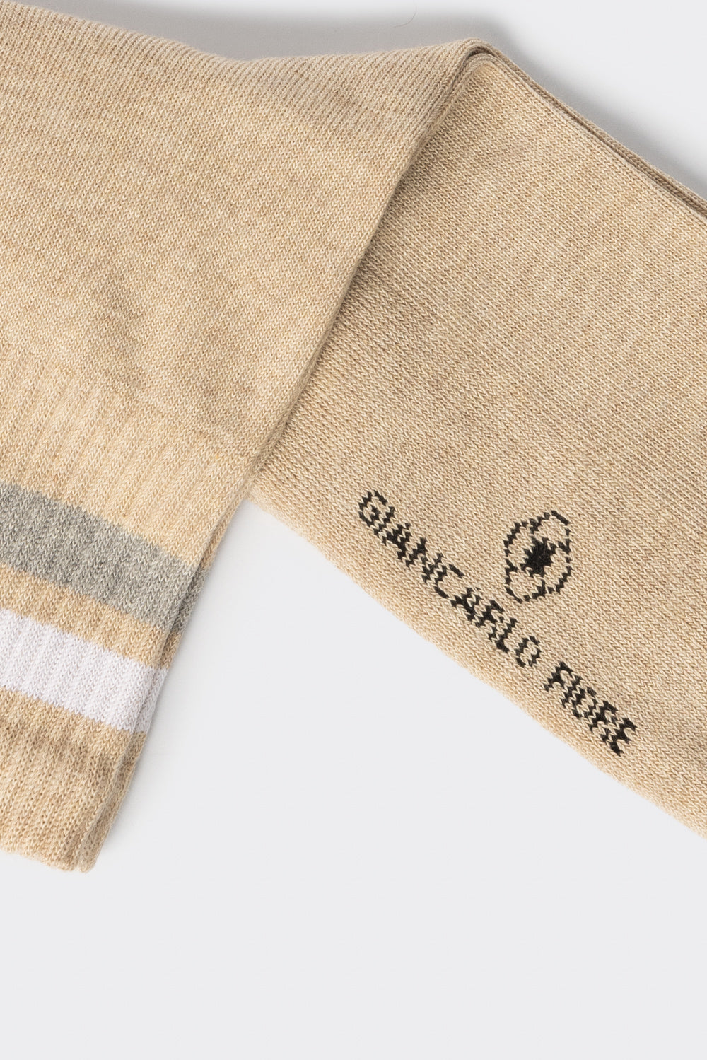 Calza lunga a coste con profili a contrasto Beige
