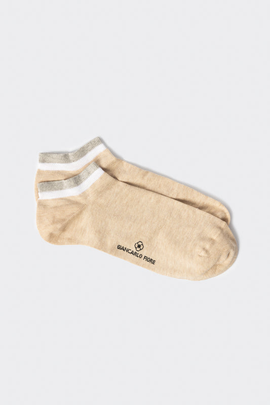 Calza corta con profilo a contrasto beige