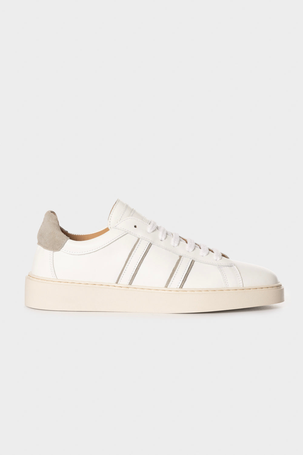 Sneakers in vitello e camoscio bianco/grigio