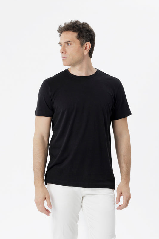 T-shirt in Cotone e Bamboo nero