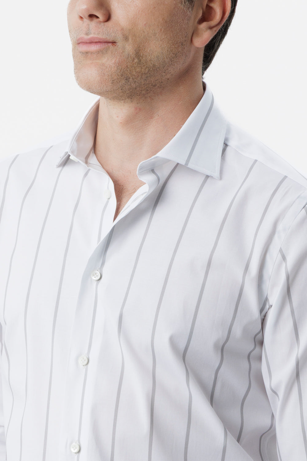 Camicia in cotone riga grigio