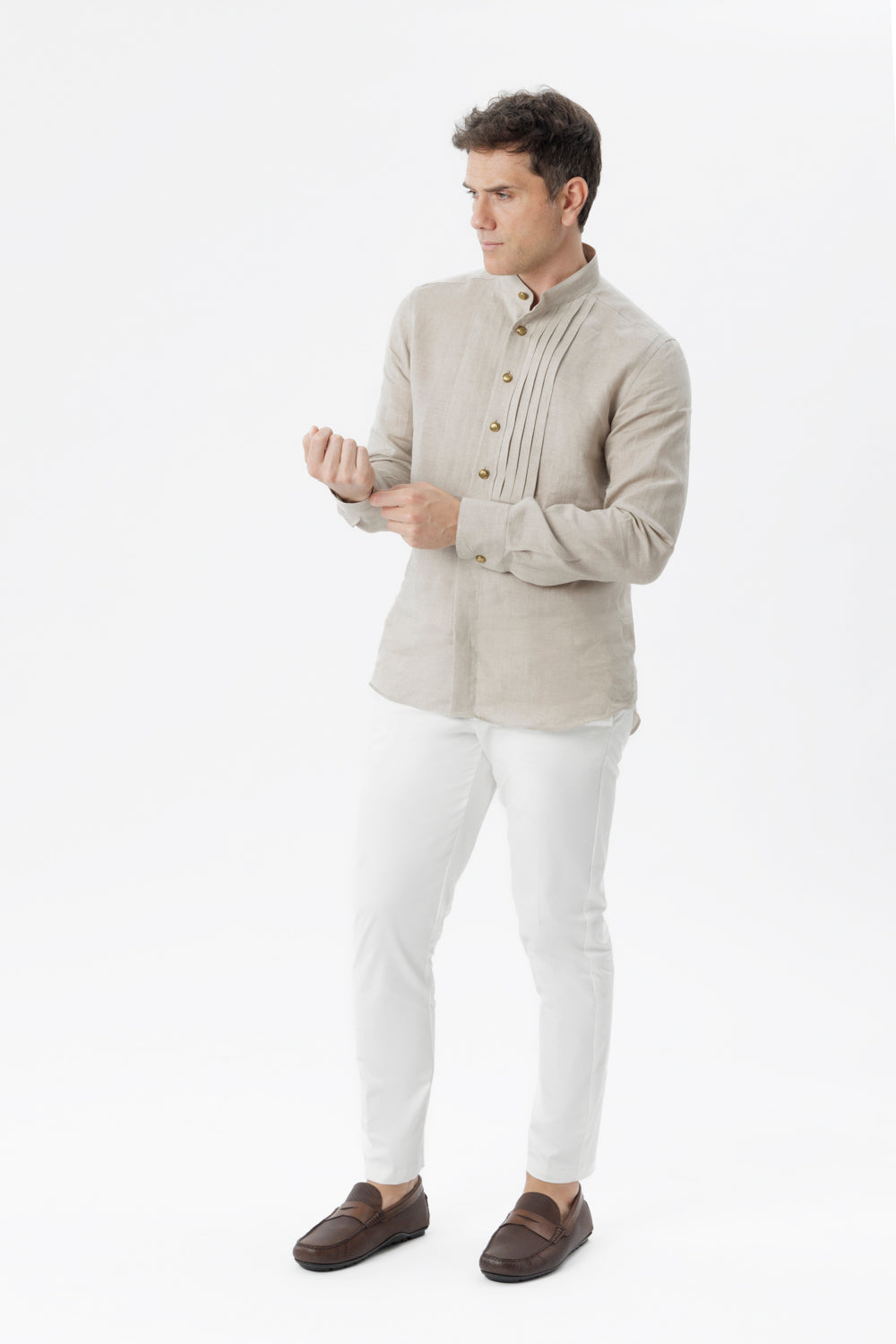Camicia lino collo alla coreana