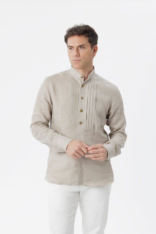 Camicia lino collo alla coreana
