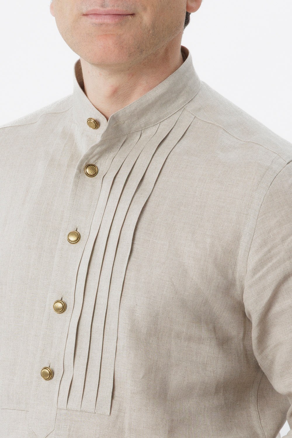 Camicia lino collo alla coreana