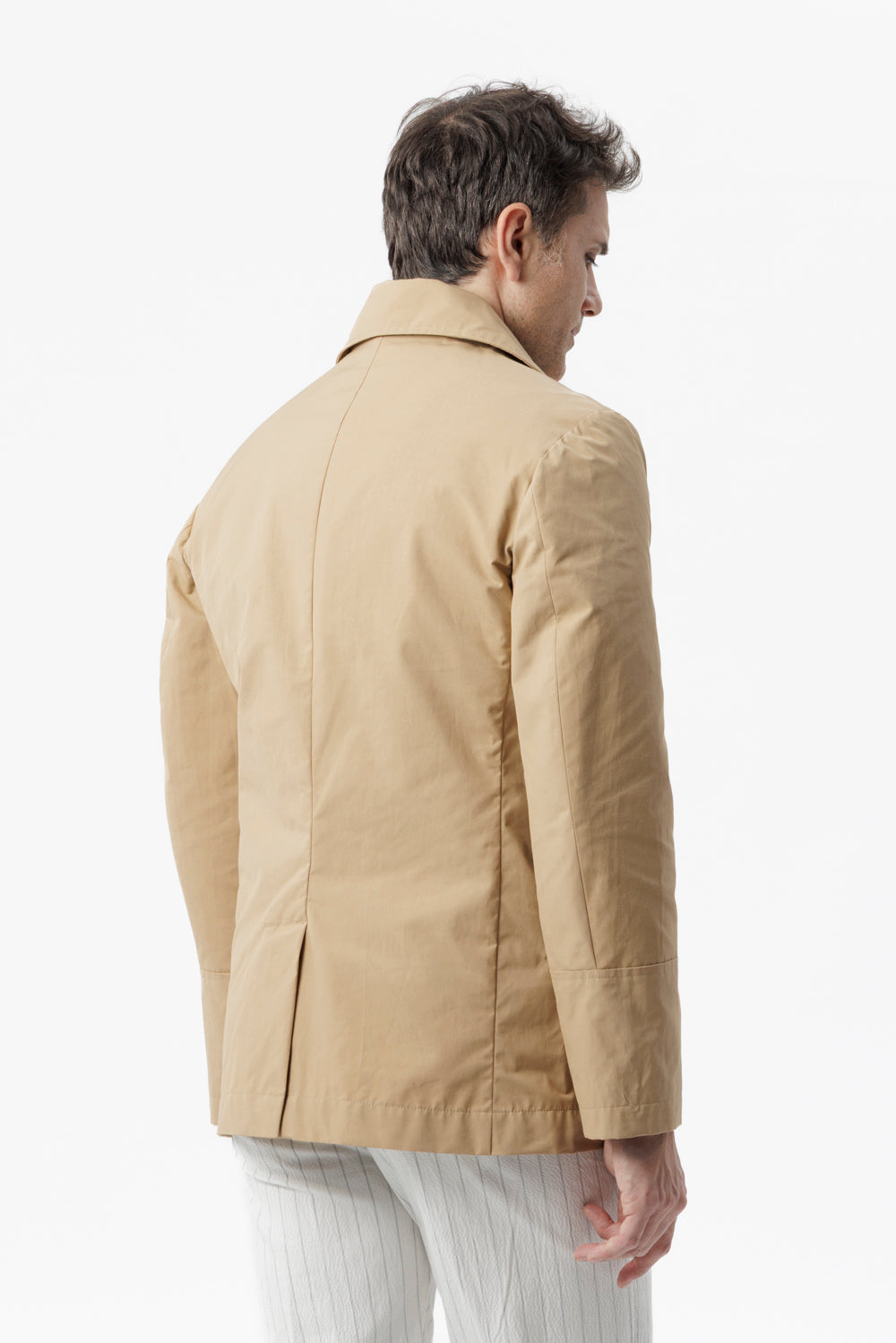 Caban doppiopetto in cotone techno cammello