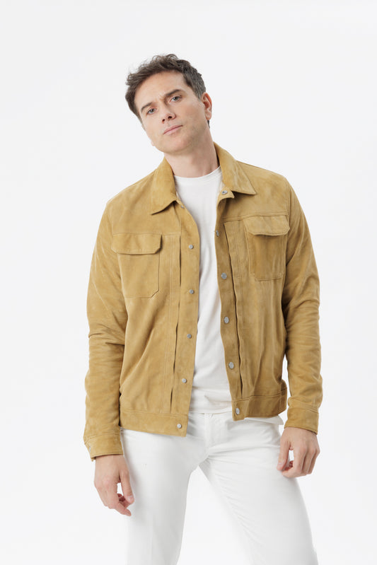 Giubbino in pelle scamosciata miele