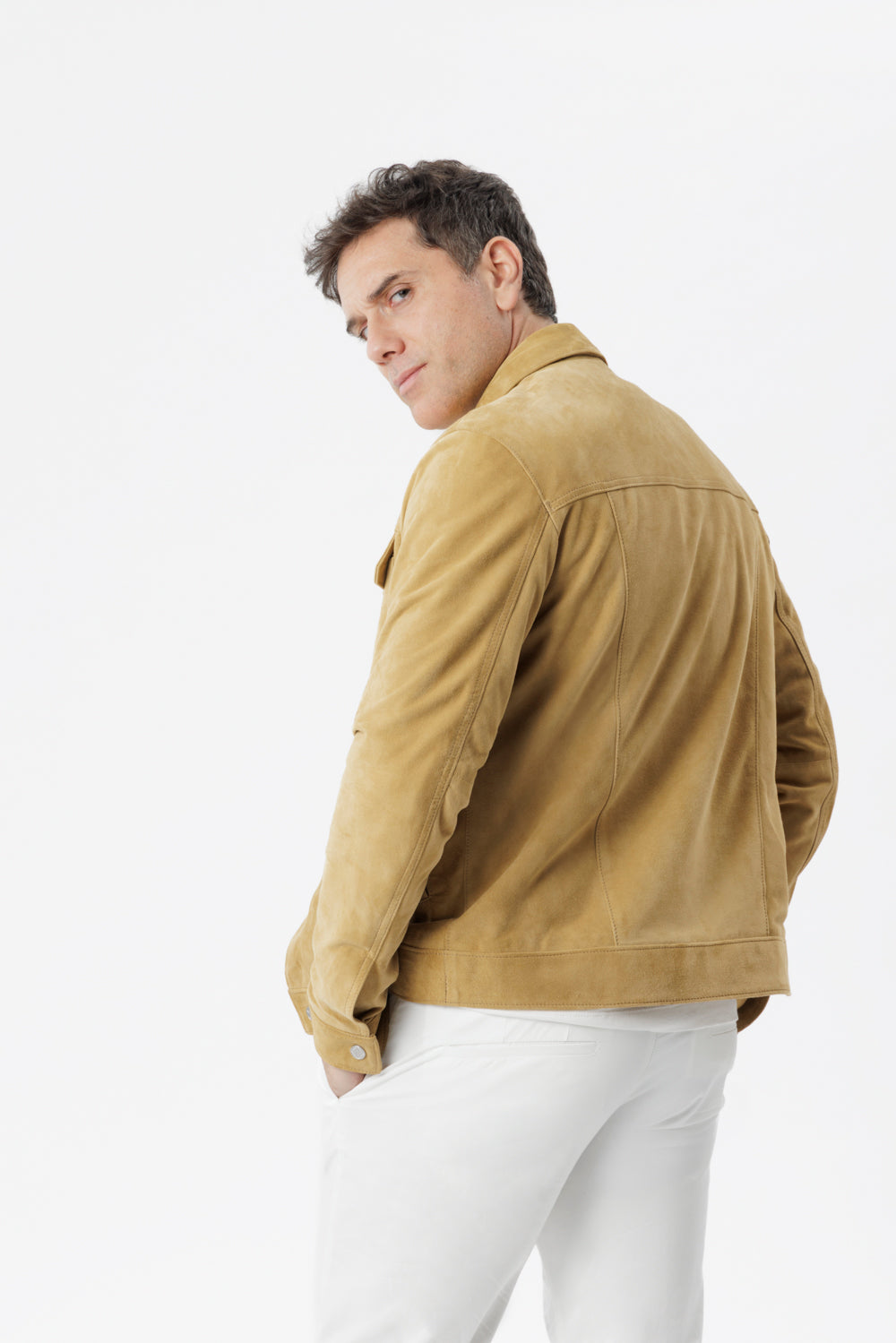 Giubbino in pelle scamosciata miele