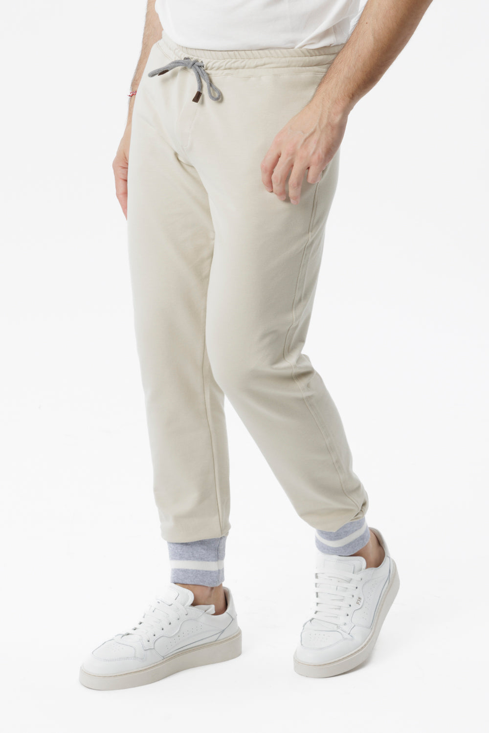 Pantalone in felpa con fondo bicolore sabbia
