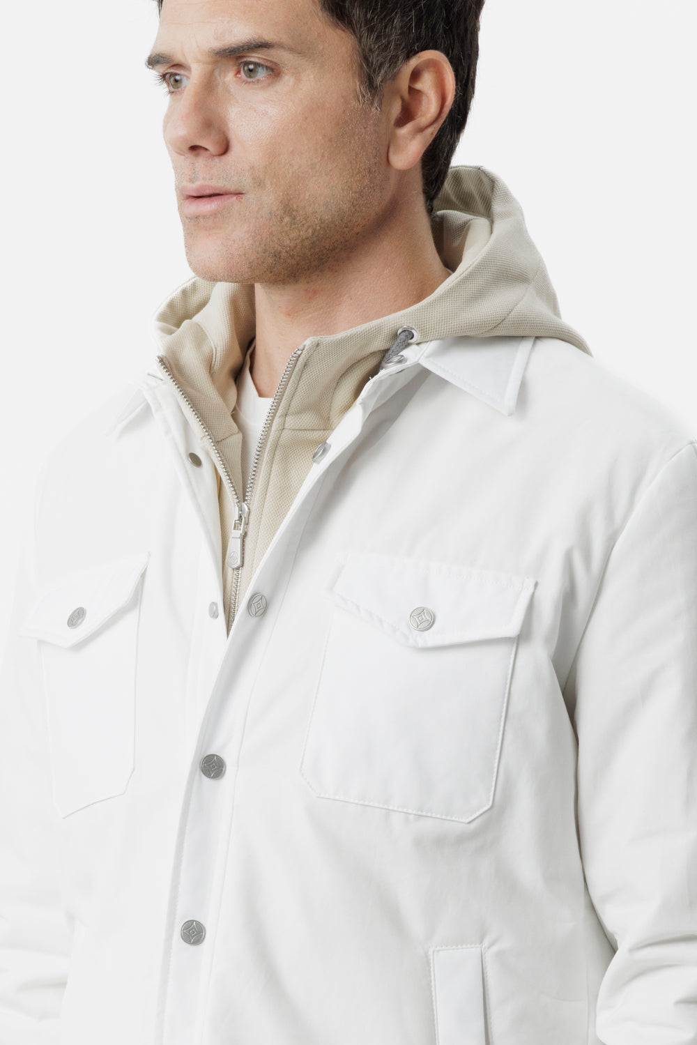 Overshirt in cotone techno bianco