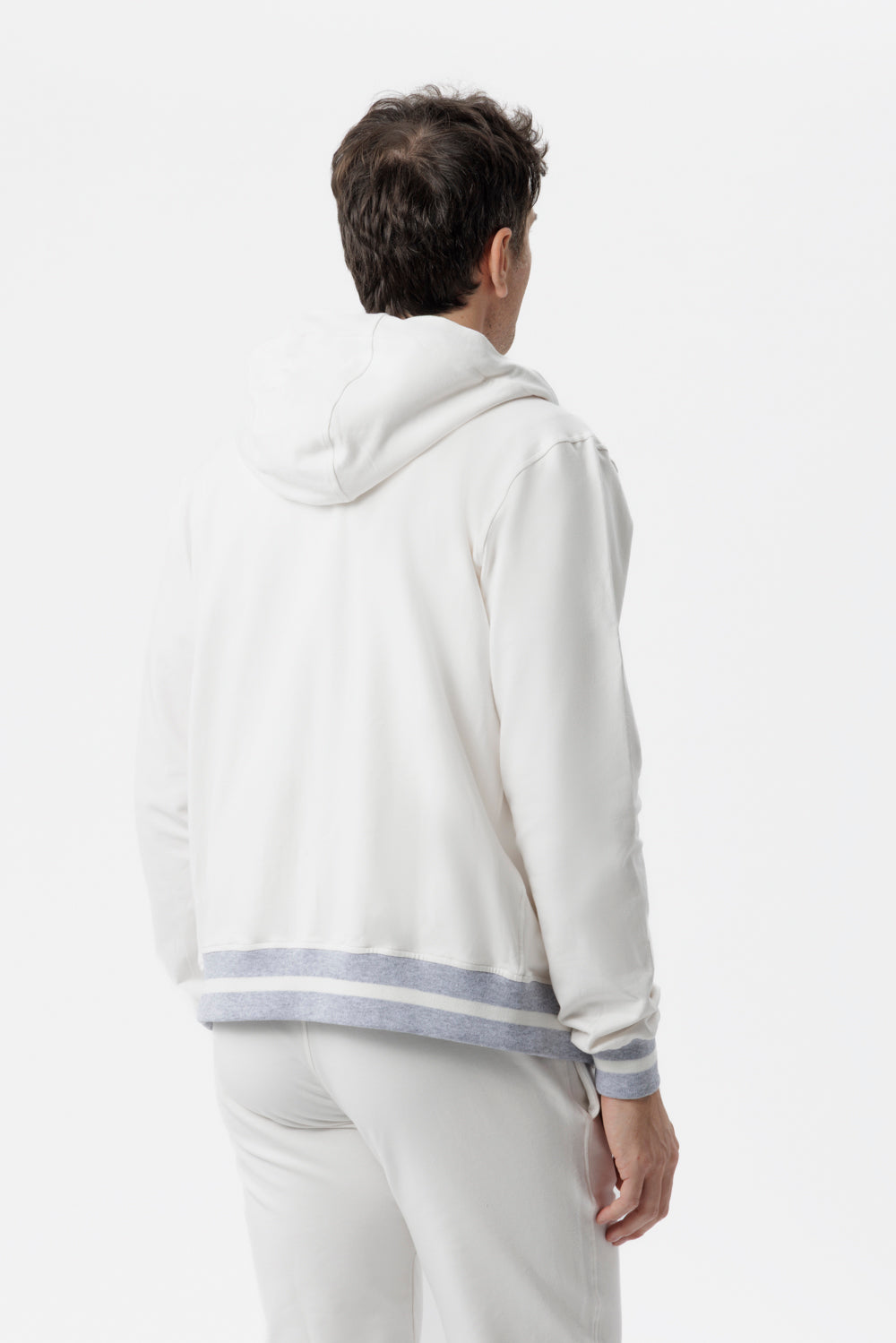 Felpa full zip con cappuccio bianco