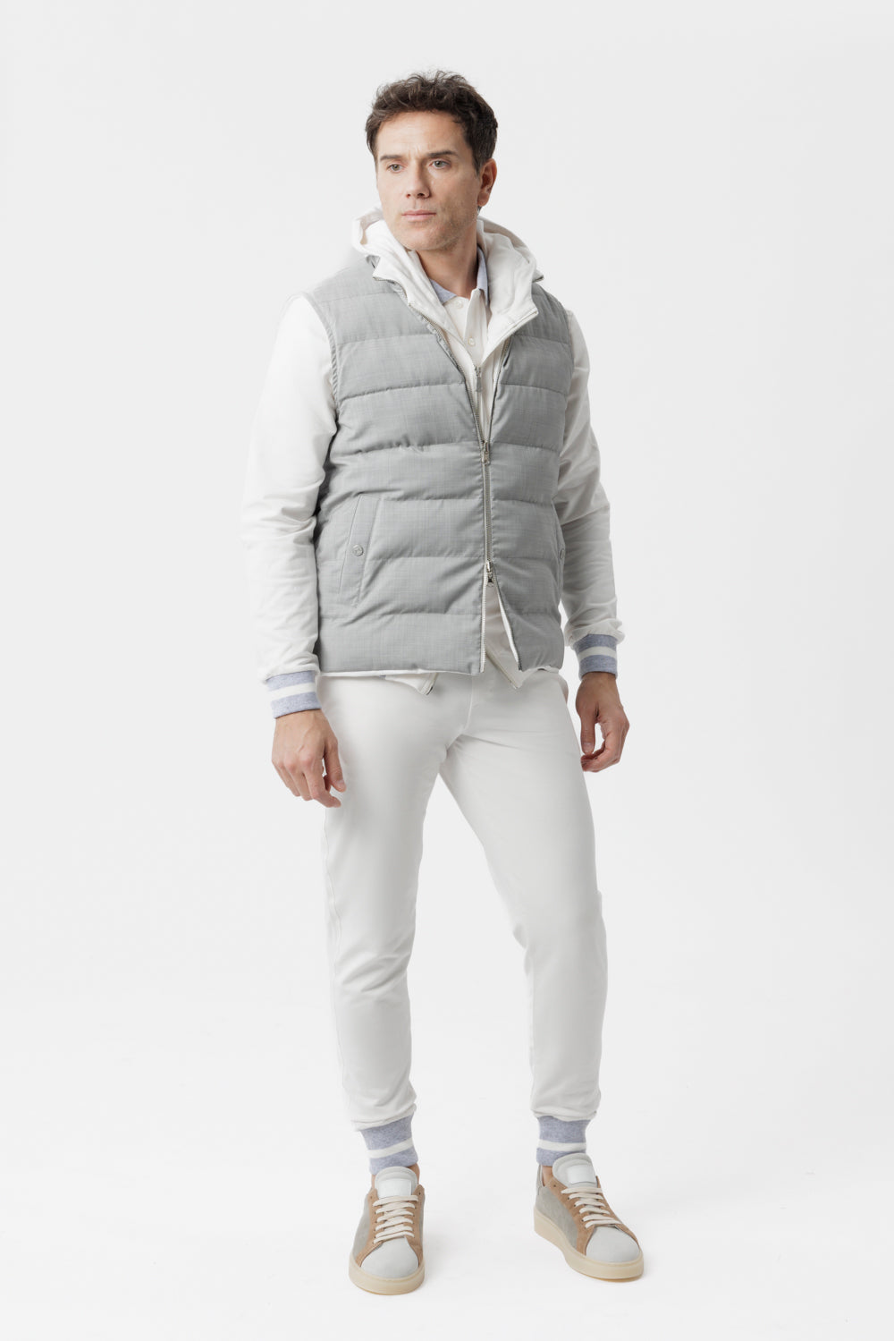 Felpa full zip con cappuccio bianco