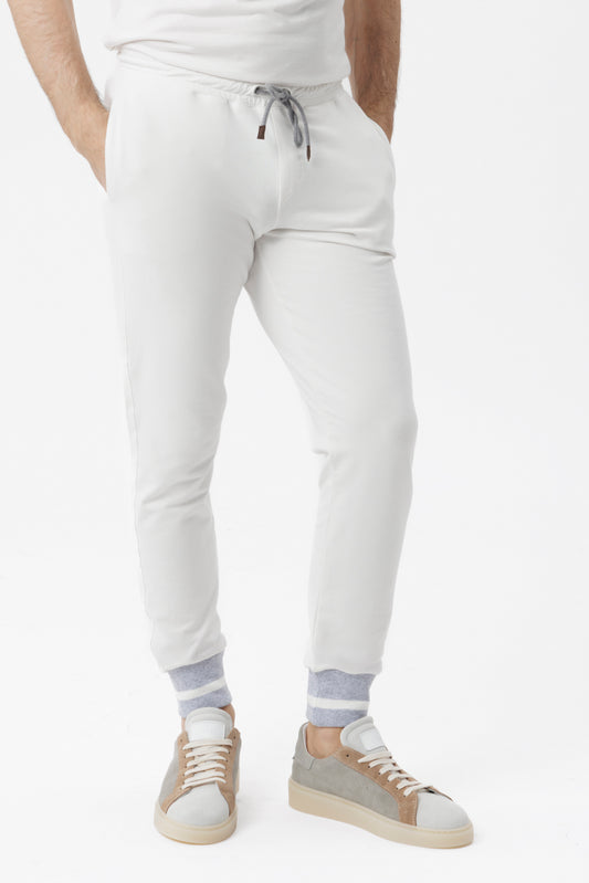 Pantalone in felpa con fondo bicolore bianco