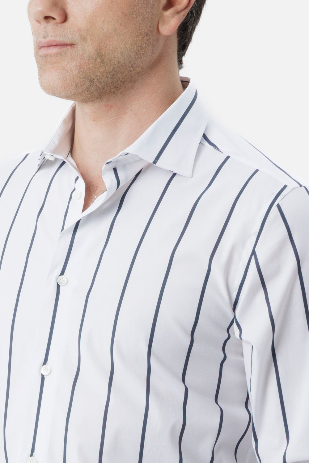 Camicia in cotone riga blu