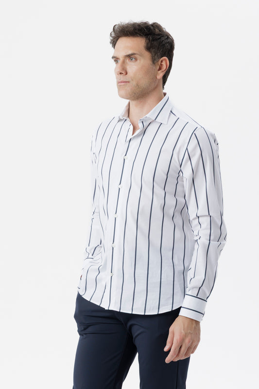 Camicia in cotone riga blu