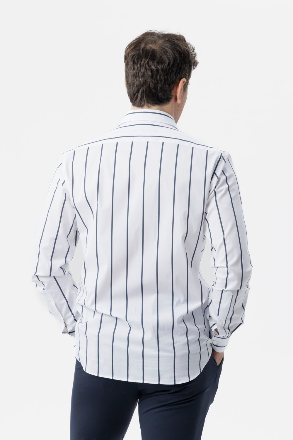 Camicia in cotone riga blu