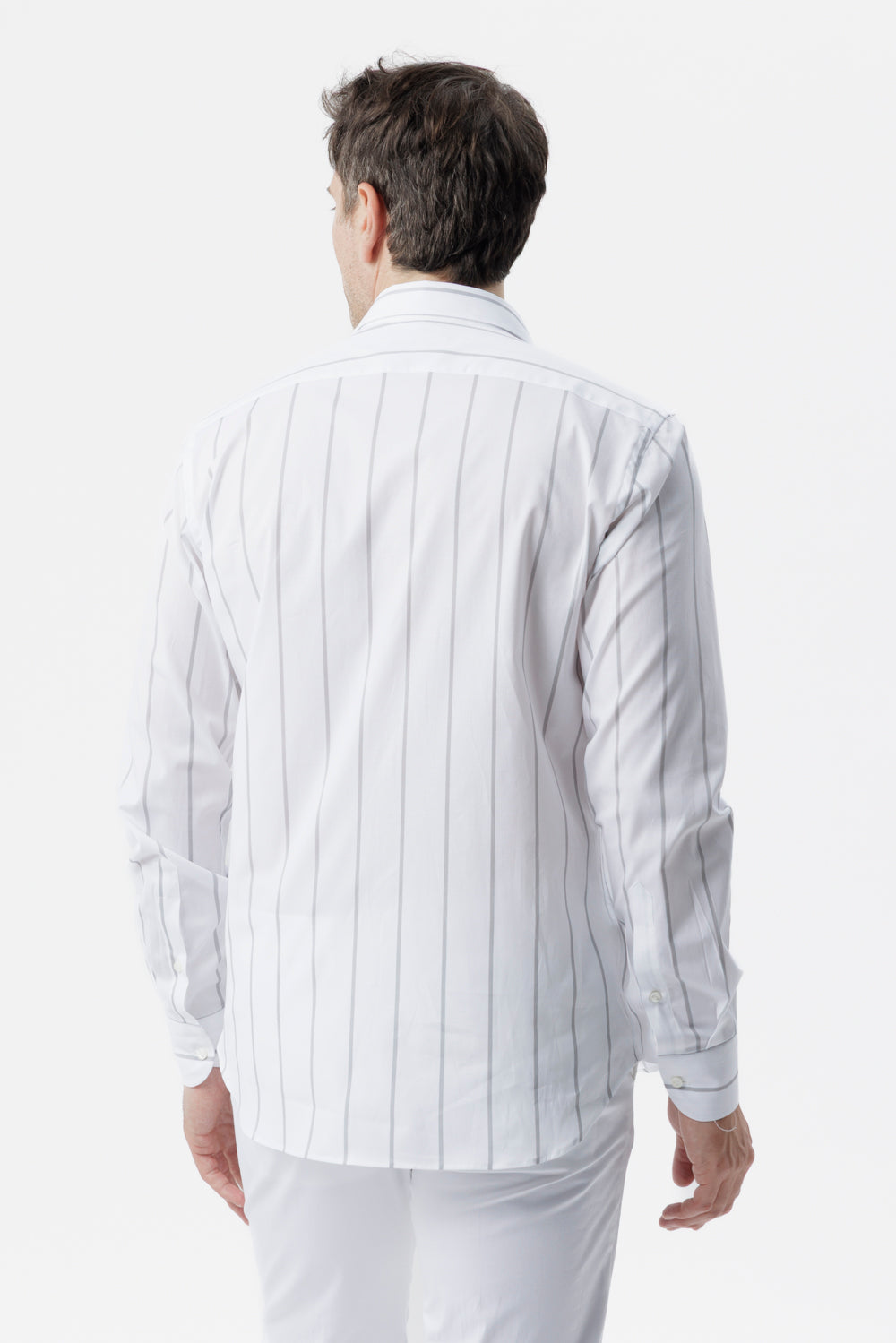 Camicia in cotone riga grigio