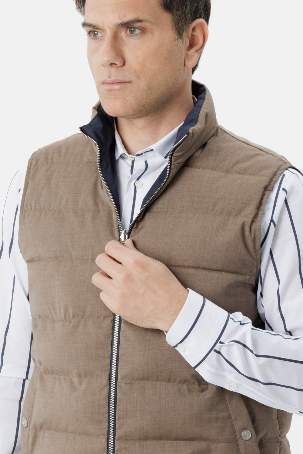 Gilet Reversibile con Imbottitura Cashpad camel/blu