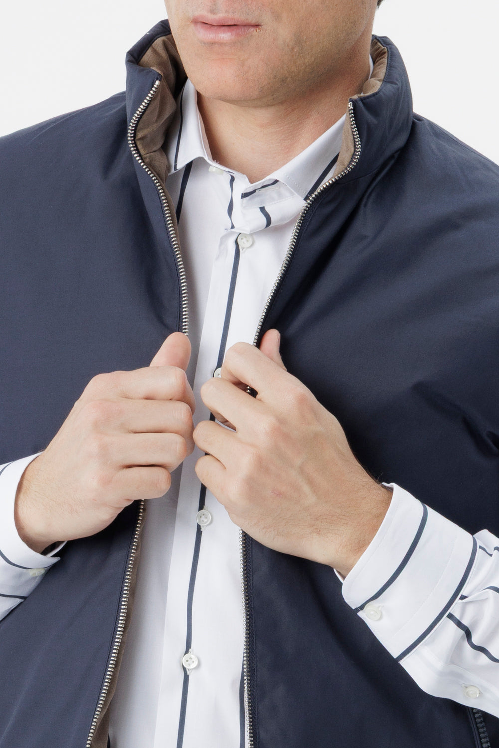Gilet Reversibile con Imbottitura Cashpad camel/blu