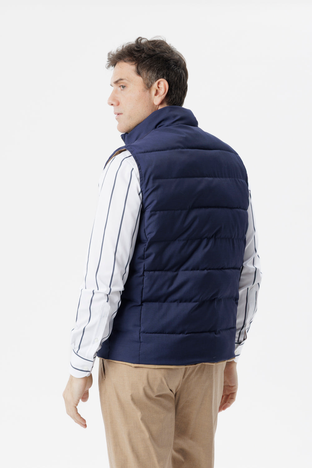Gilet Reversibile con Imbottitura Cashpad blu/cammello