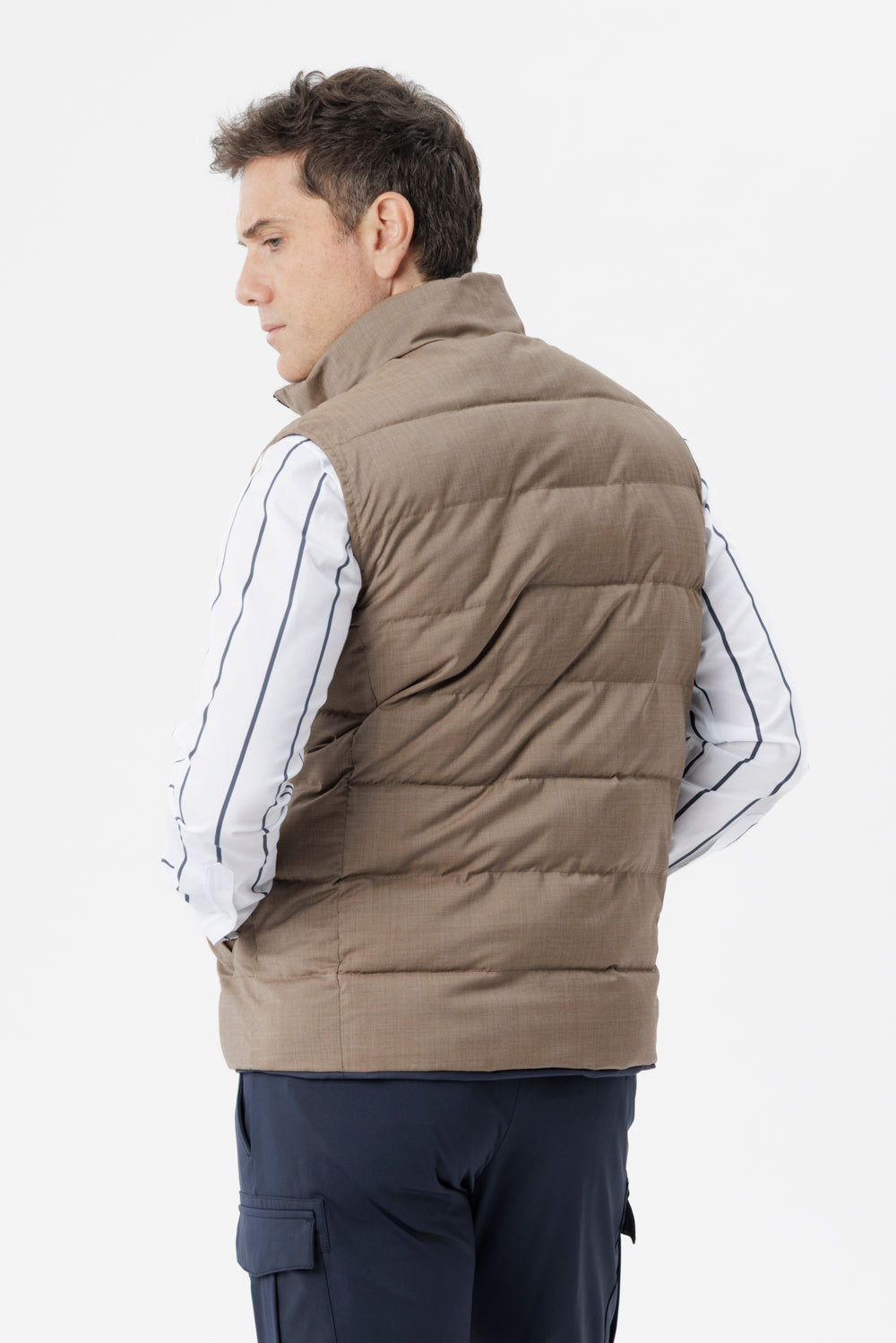 Gilet Reversibile con Imbottitura Cashpad camel/blu