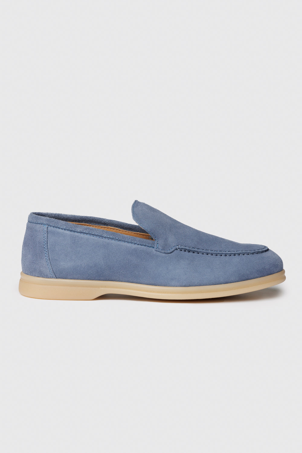 Mocassino in suede celeste