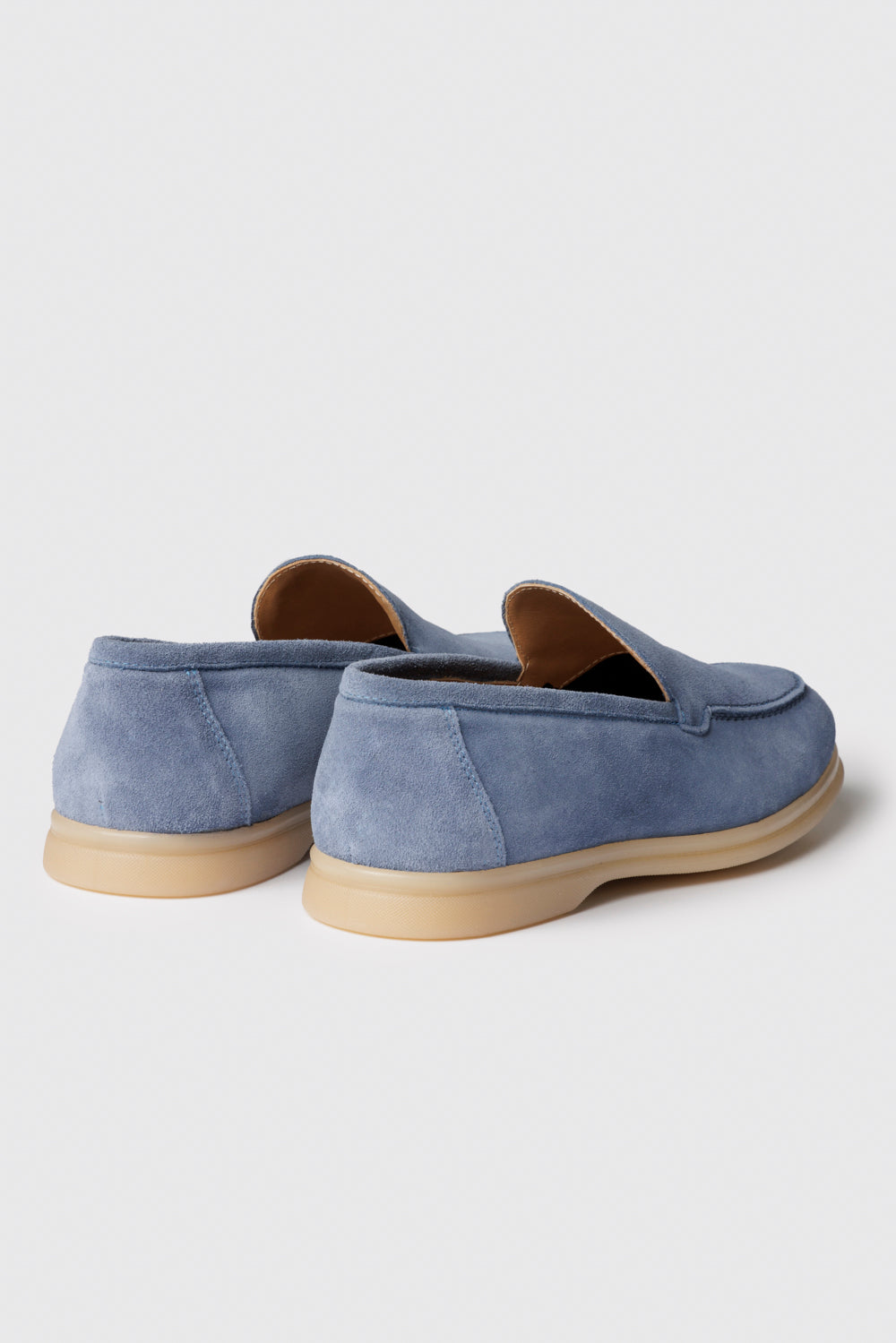 Mocassino in suede celeste
