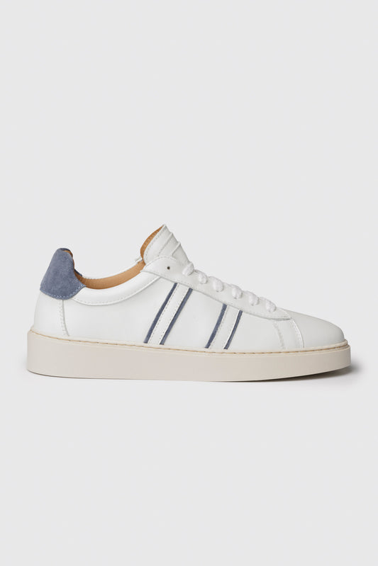 Sneakers in vitello bianco/jeans