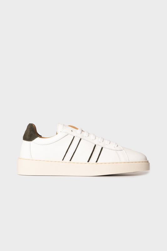 Sneakers in pelle di vitello e suede bianco/verde