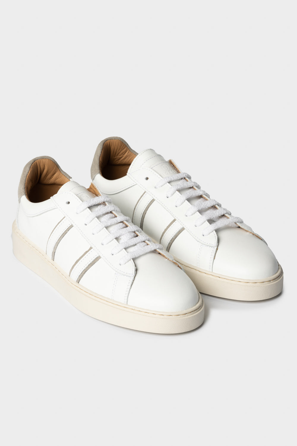Sneakers in vitello e camoscio bianco/grigio