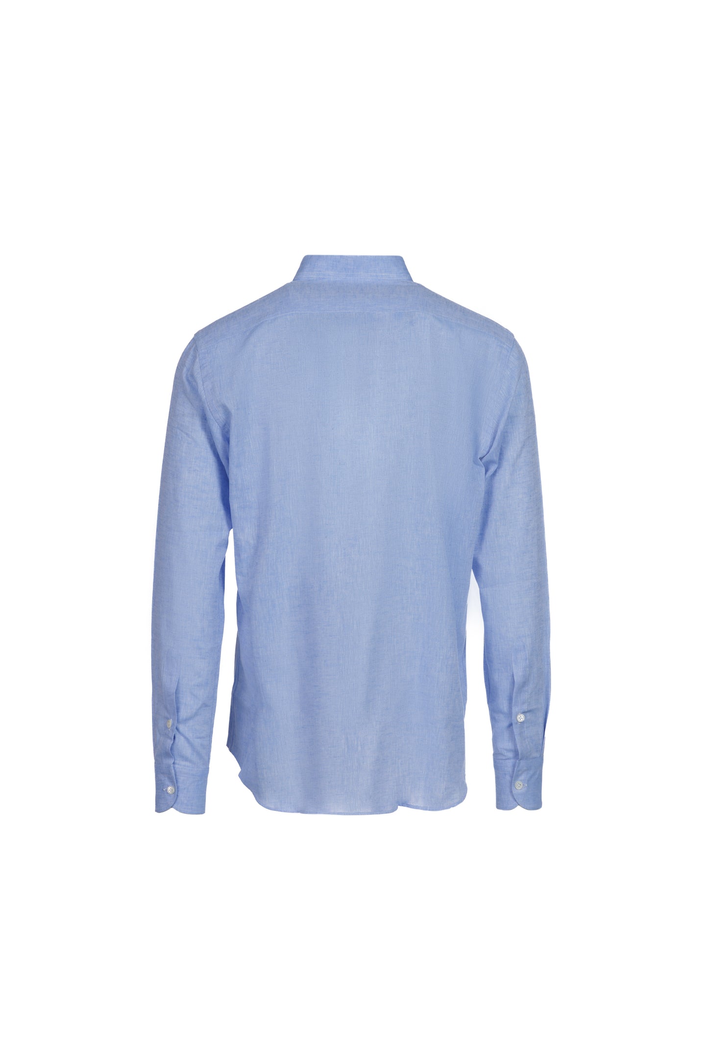 Camicia lino e cotone collo coreana celeste