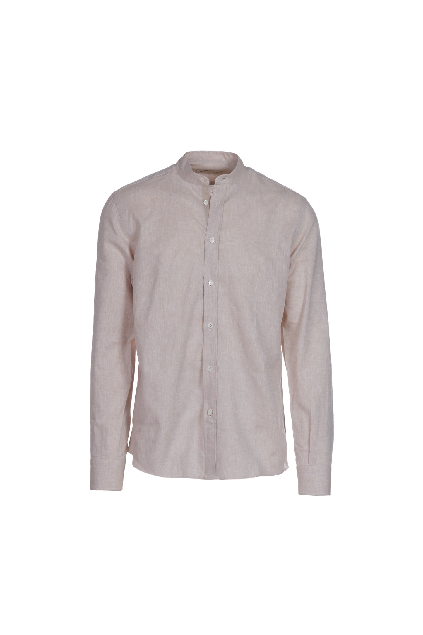 Camicia lino e cotone collo coreana ecrù