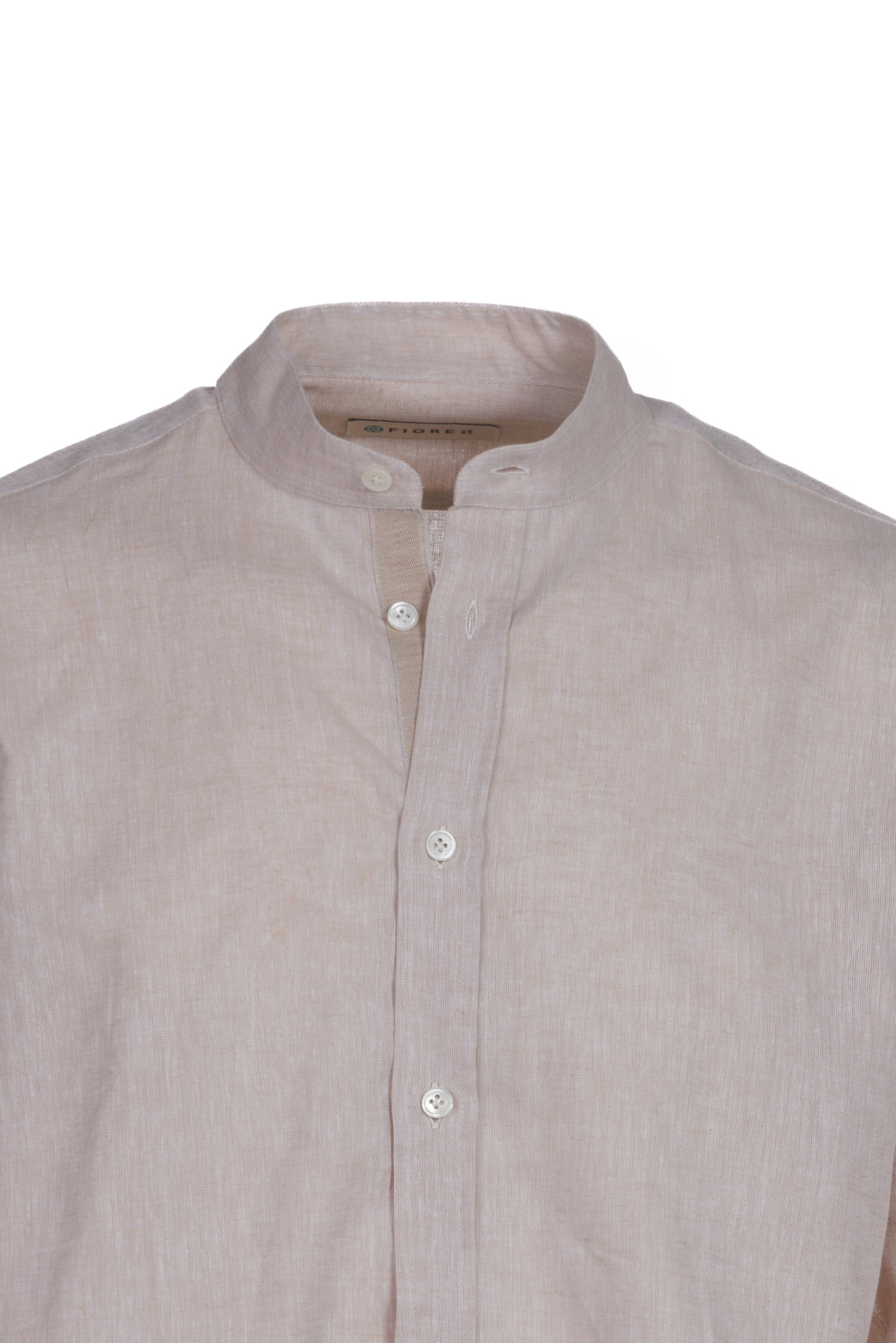 Camicia lino e cotone collo coreana ecrù