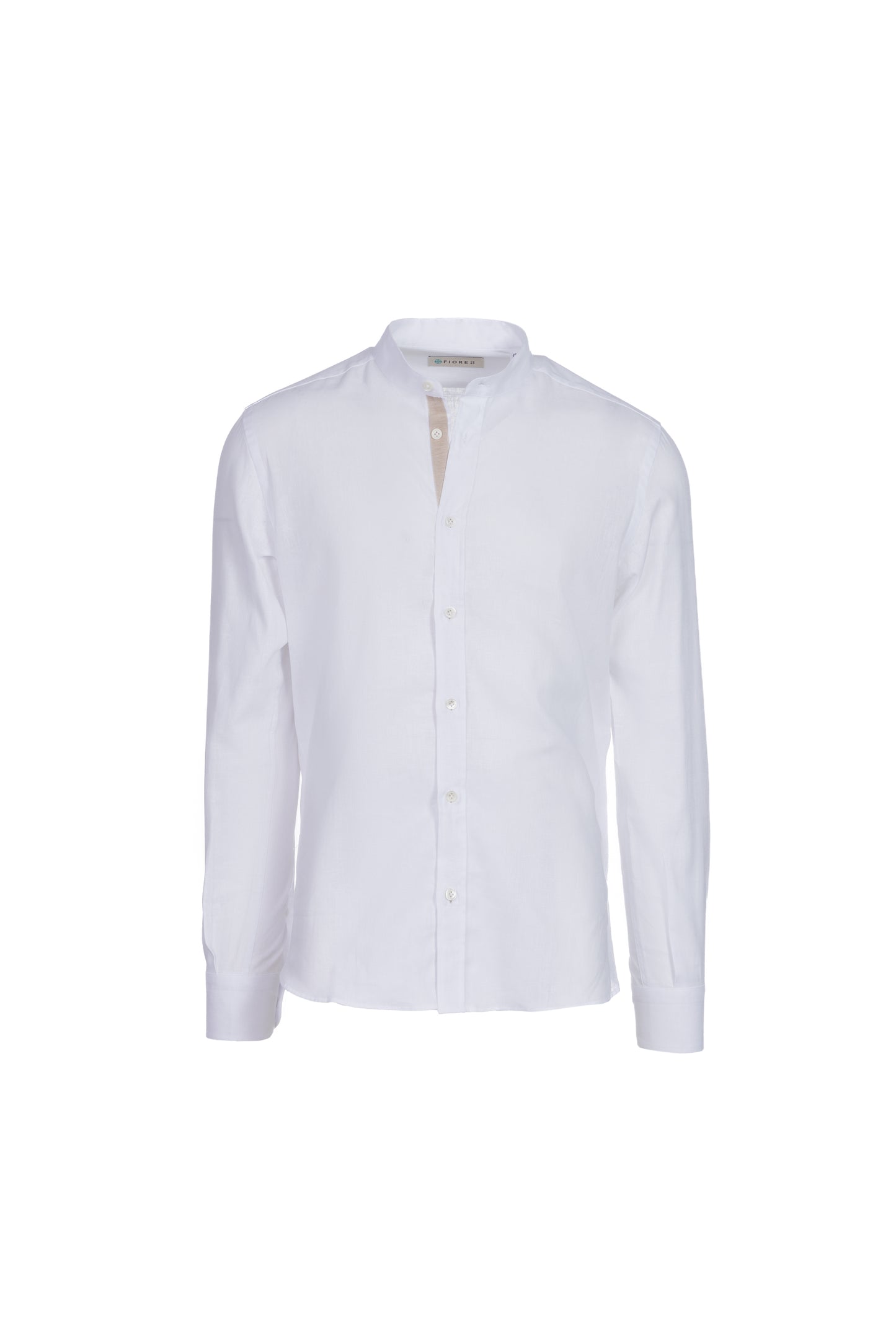 Camicia lino e cotone collo coreana bianco