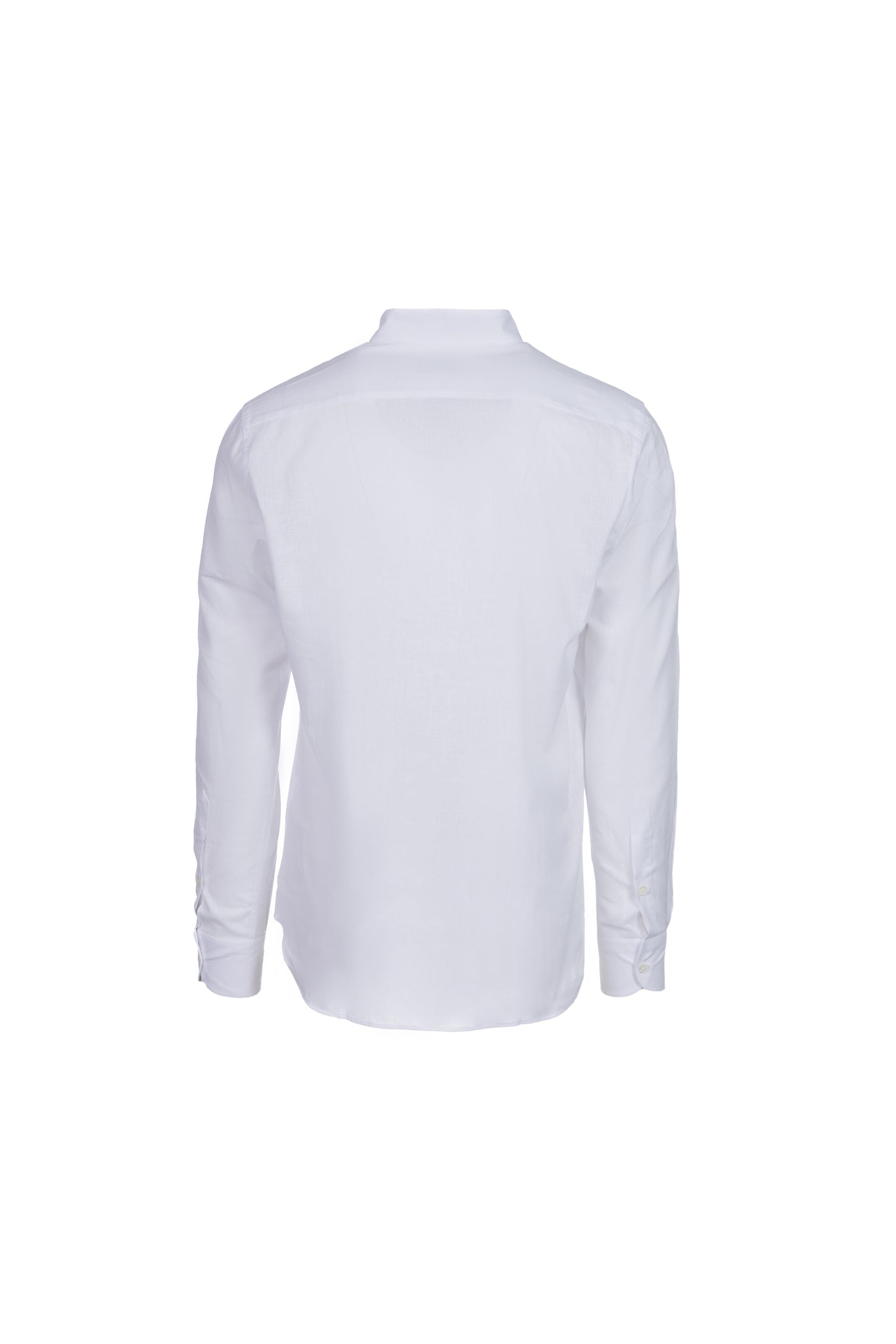 Camicia lino e cotone collo coreana bianco