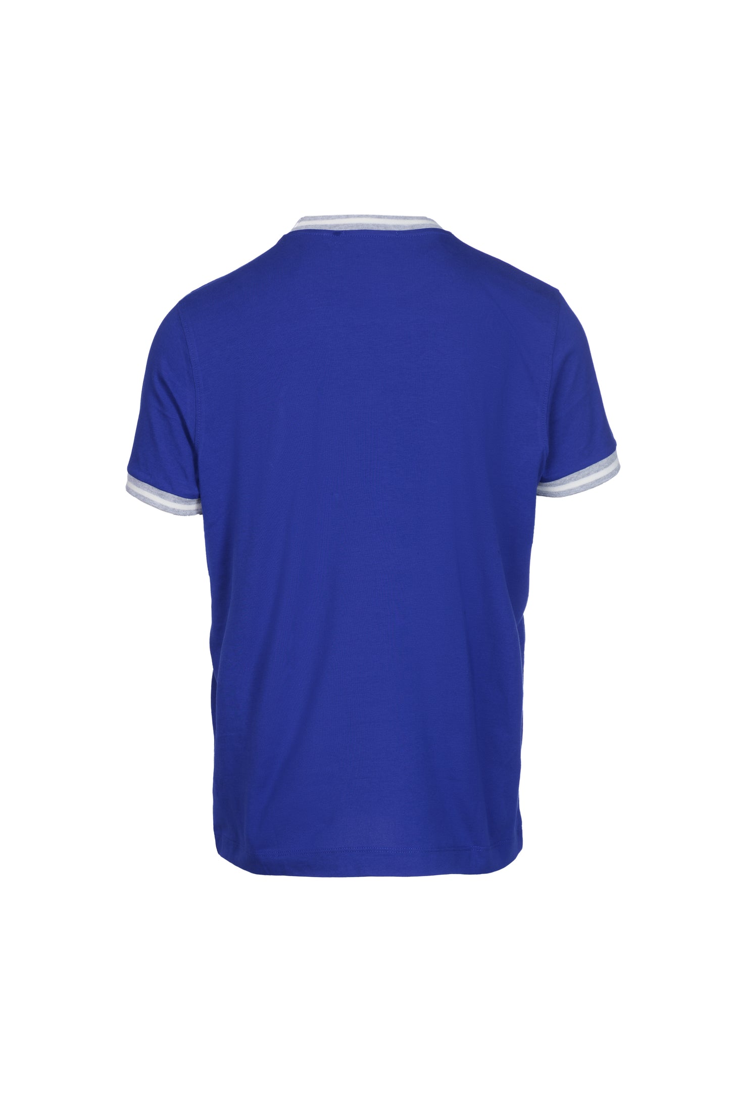 T-shirt in cotone elasticizzato con collo a costina bluette