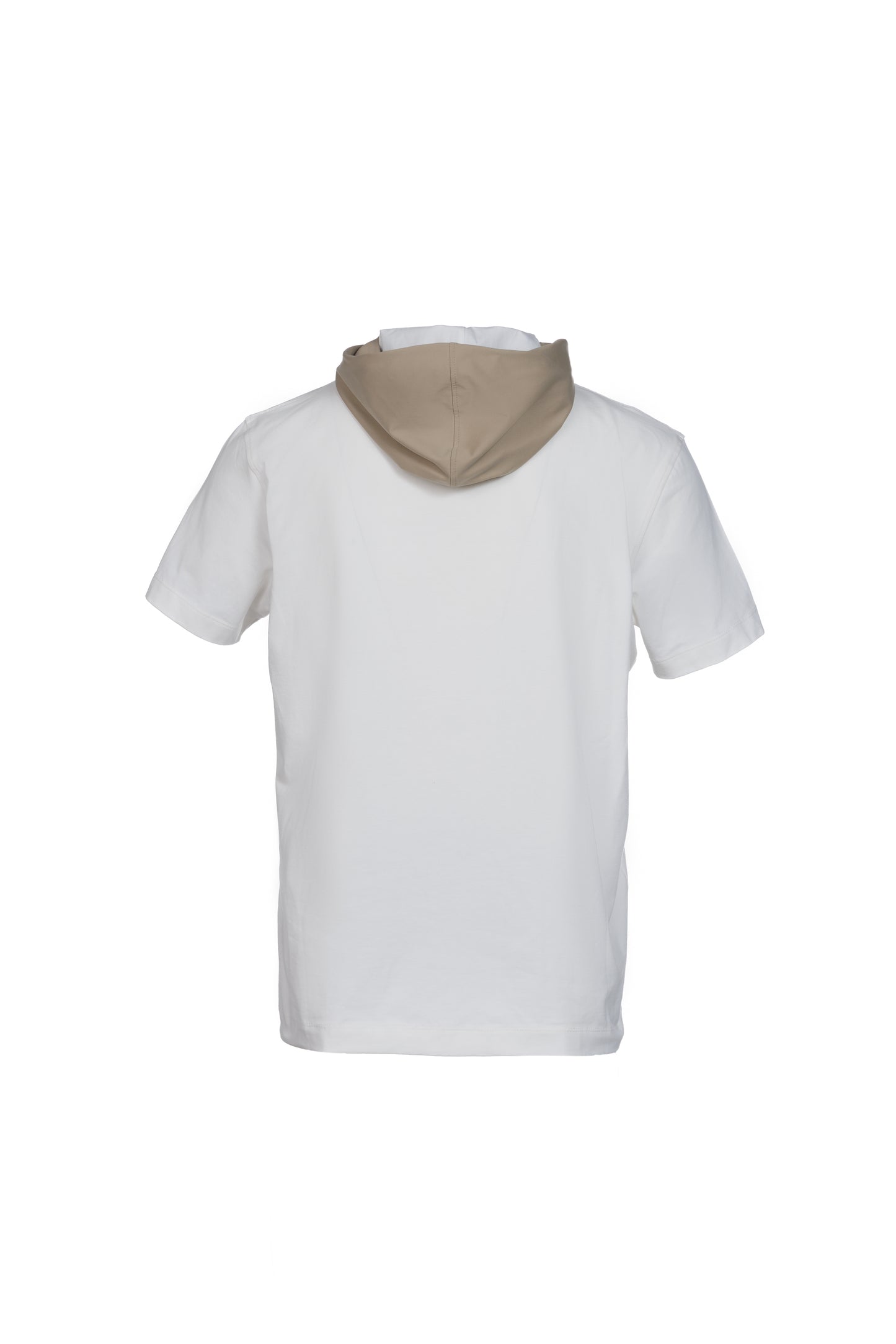 T-shirt in cotone con cappuccio in nylon bianco