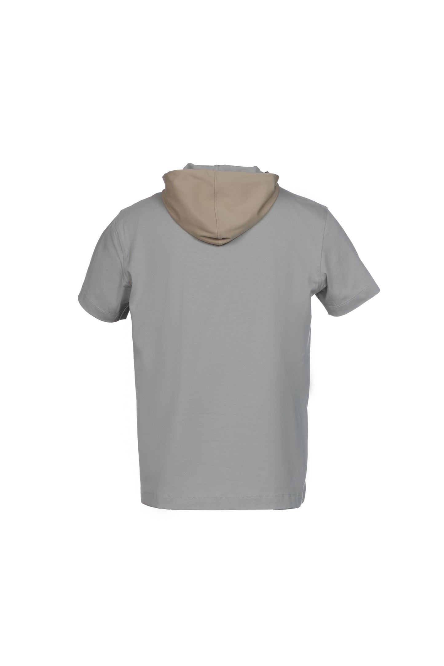 T-shirt in cotone con cappuccio in nylon grigio